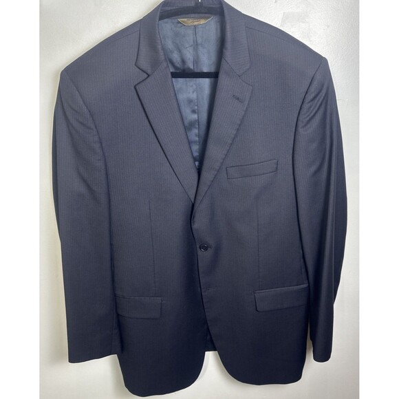 Pronto Uomo Platinum Pinstripe Suit Black 100% Wool size 44L 36 Waist - Picture 2 of 16